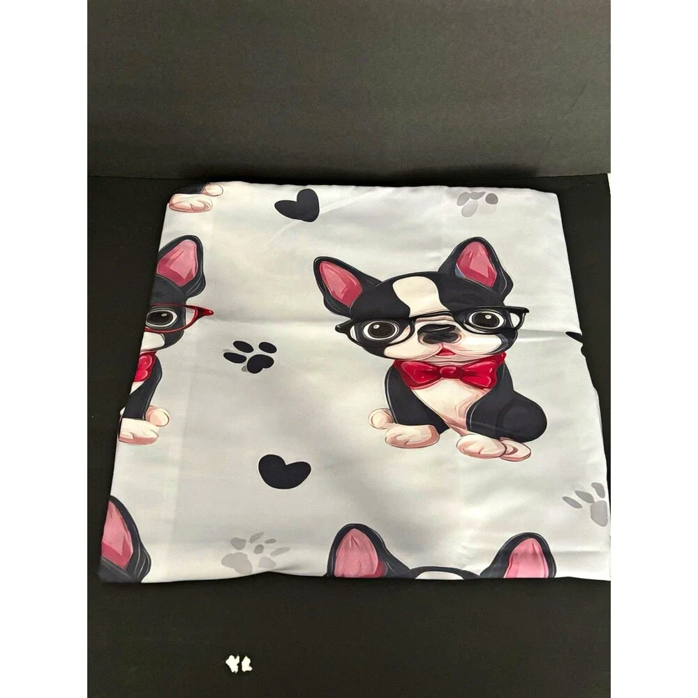 Frenchie dog Theme Print Bedding full size bottom Sheet 2 matching pillow cases